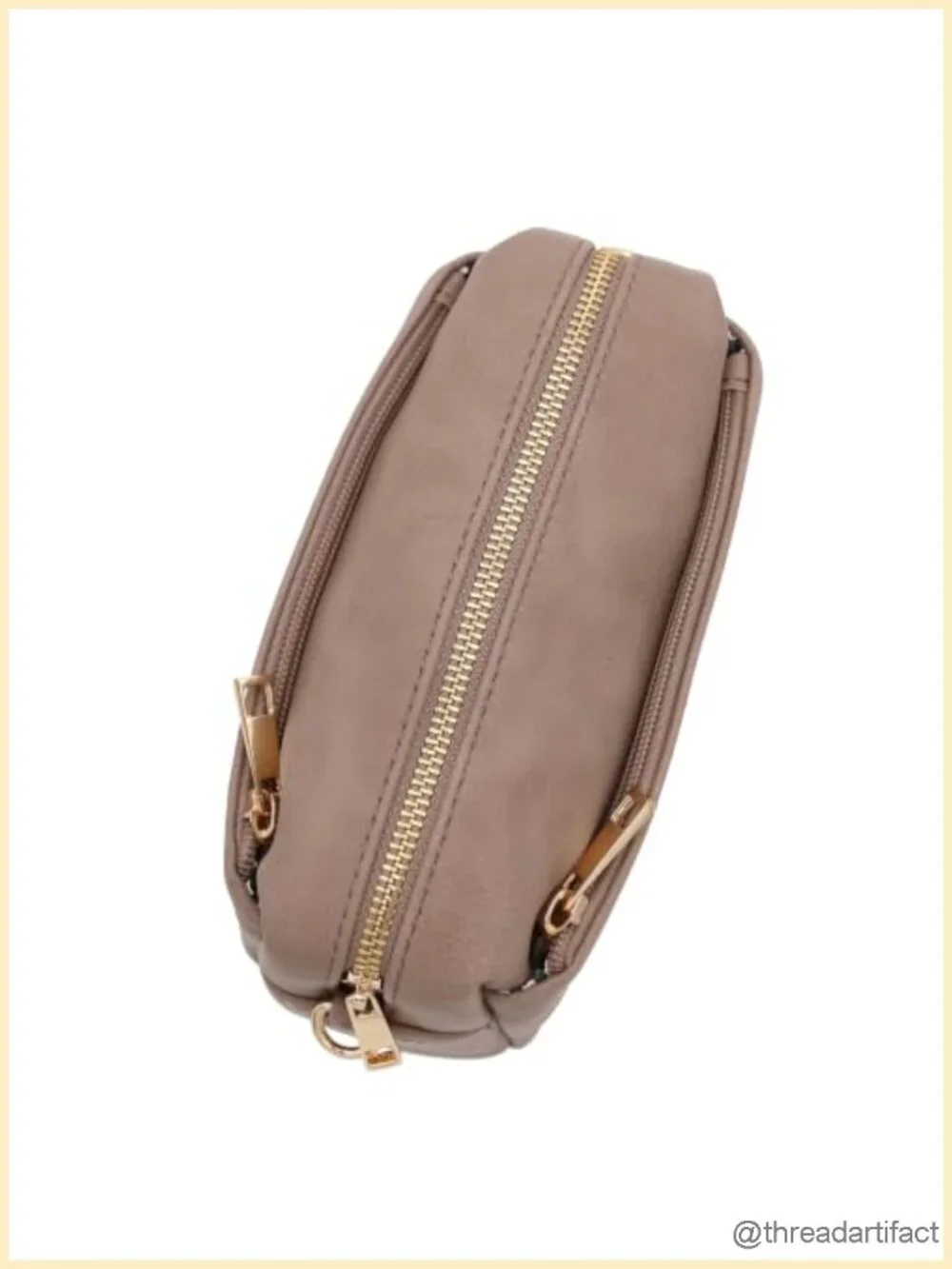 Faux Leather Triple Zip Small Crossbody Bag with Adjustable Strap